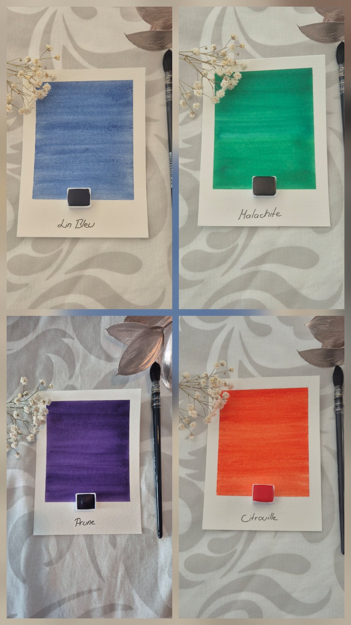 Pack Halloween – 4 demi-godets d’aquarelle artisanale véganes