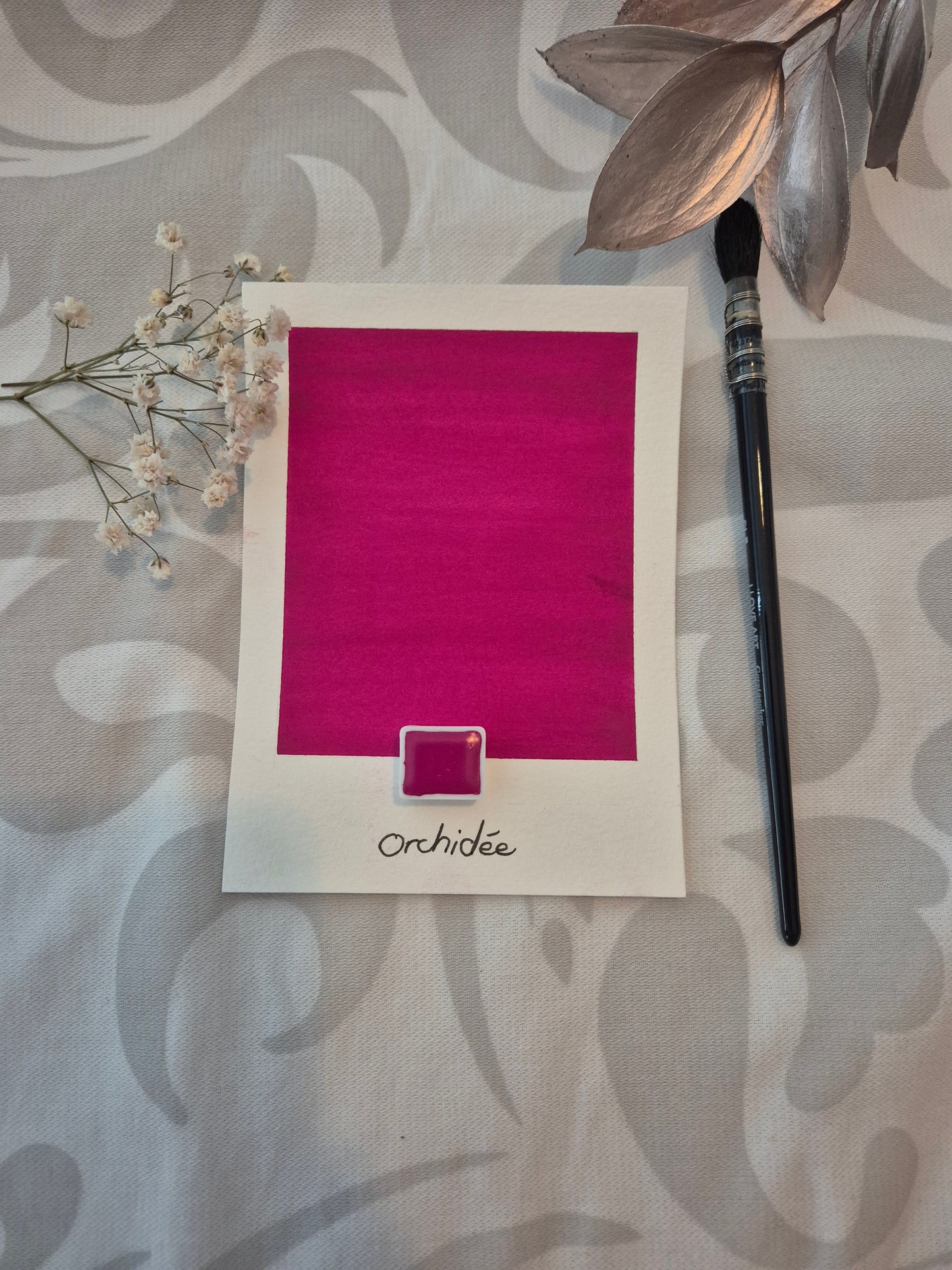 Orchidée – Aquarelle extra fine artisanale et végane (demi godet)