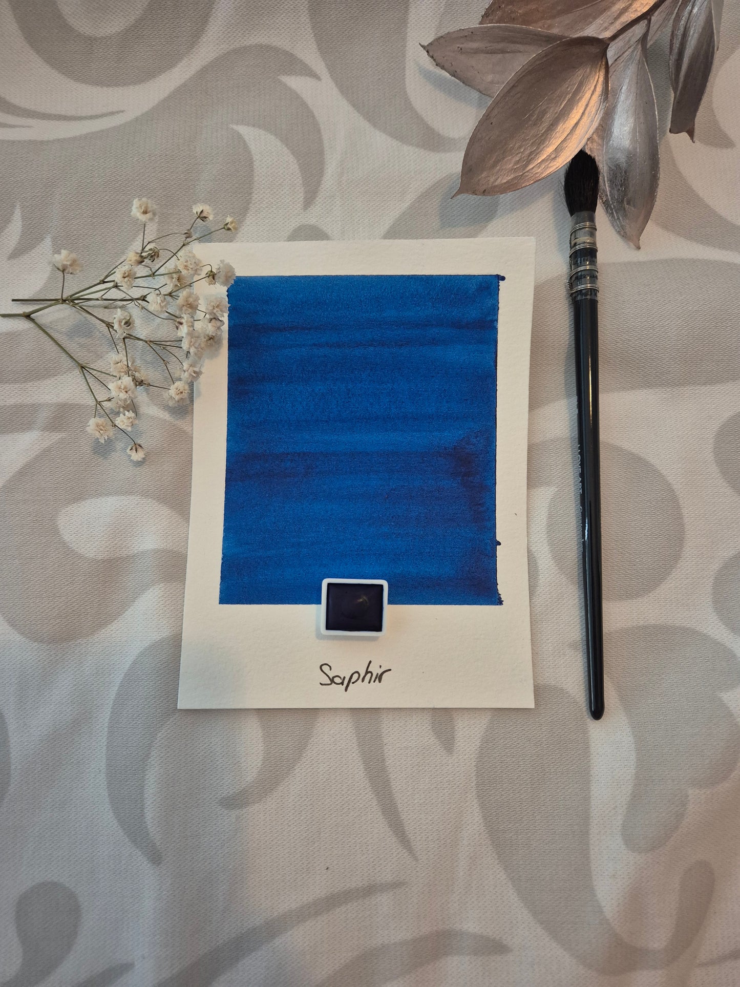 Saphir – Aquarelle extra fine artisanale et végane (demi godet)