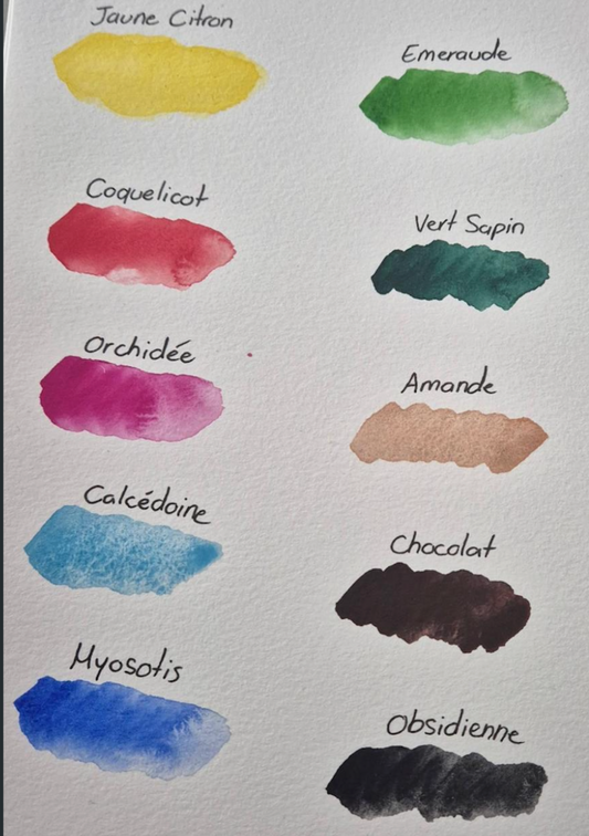 Palette d’aquarelle artisanale végane – Palette Essentielle (10 demi-godets)