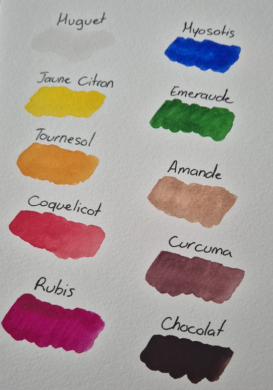 Palette d’aquarelle artisanale végane – Palette Portrait (10 demi-godets)