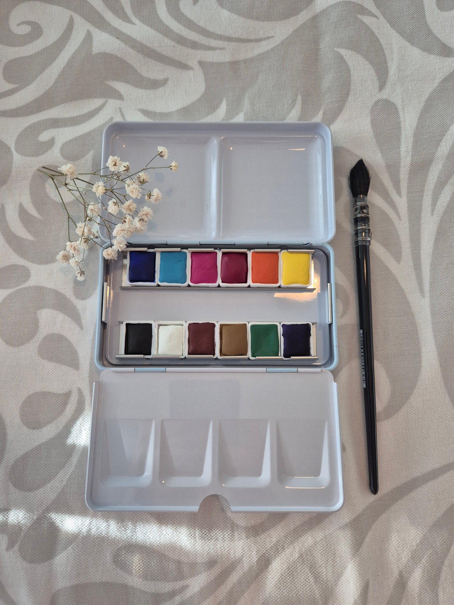 Compose ta palette d’aquarelle – Palette personnalisée (8 demi-godets)