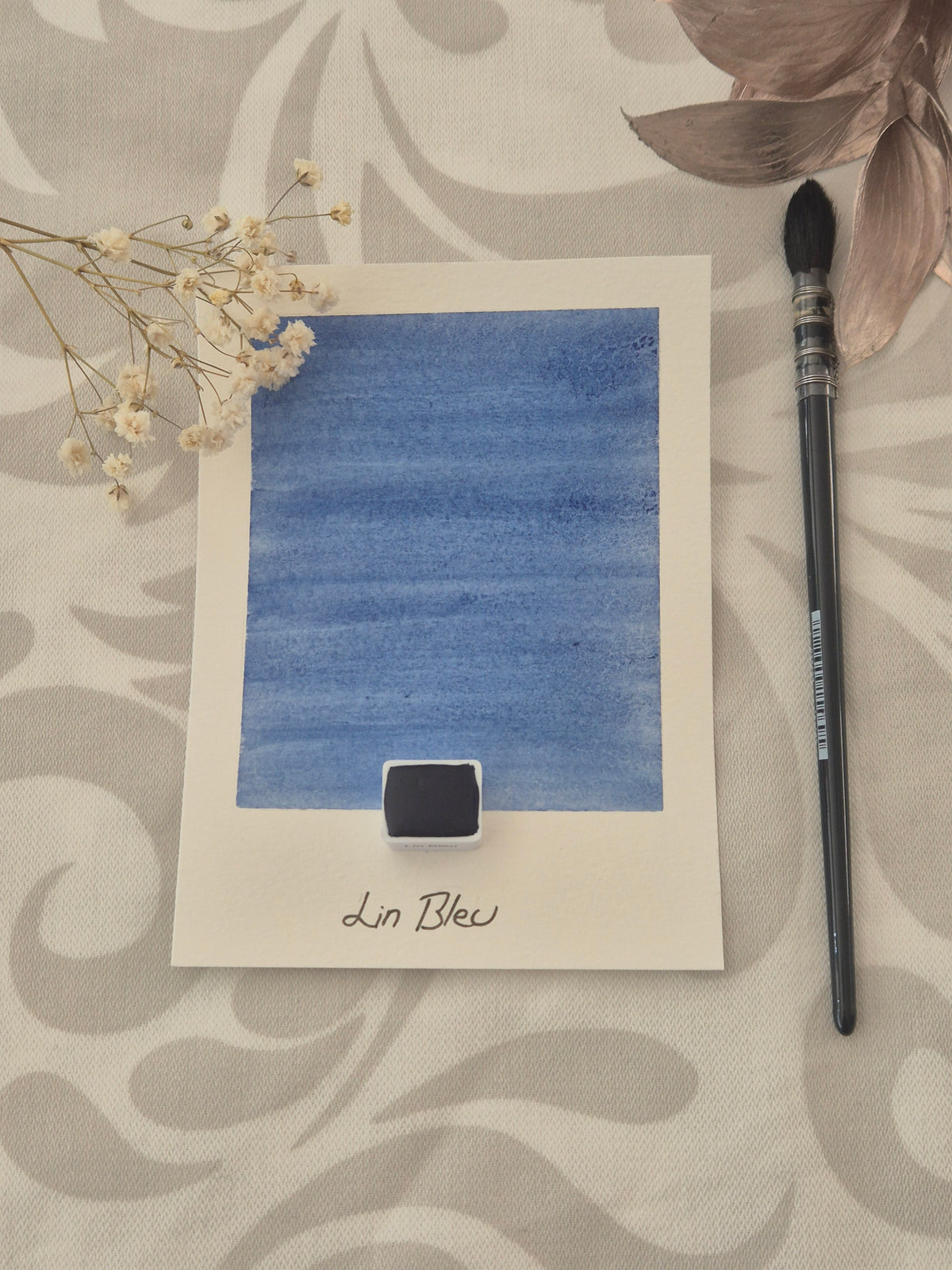 Lin Bleu – Aquarelle extra fine artisanale et végane (demi godet)