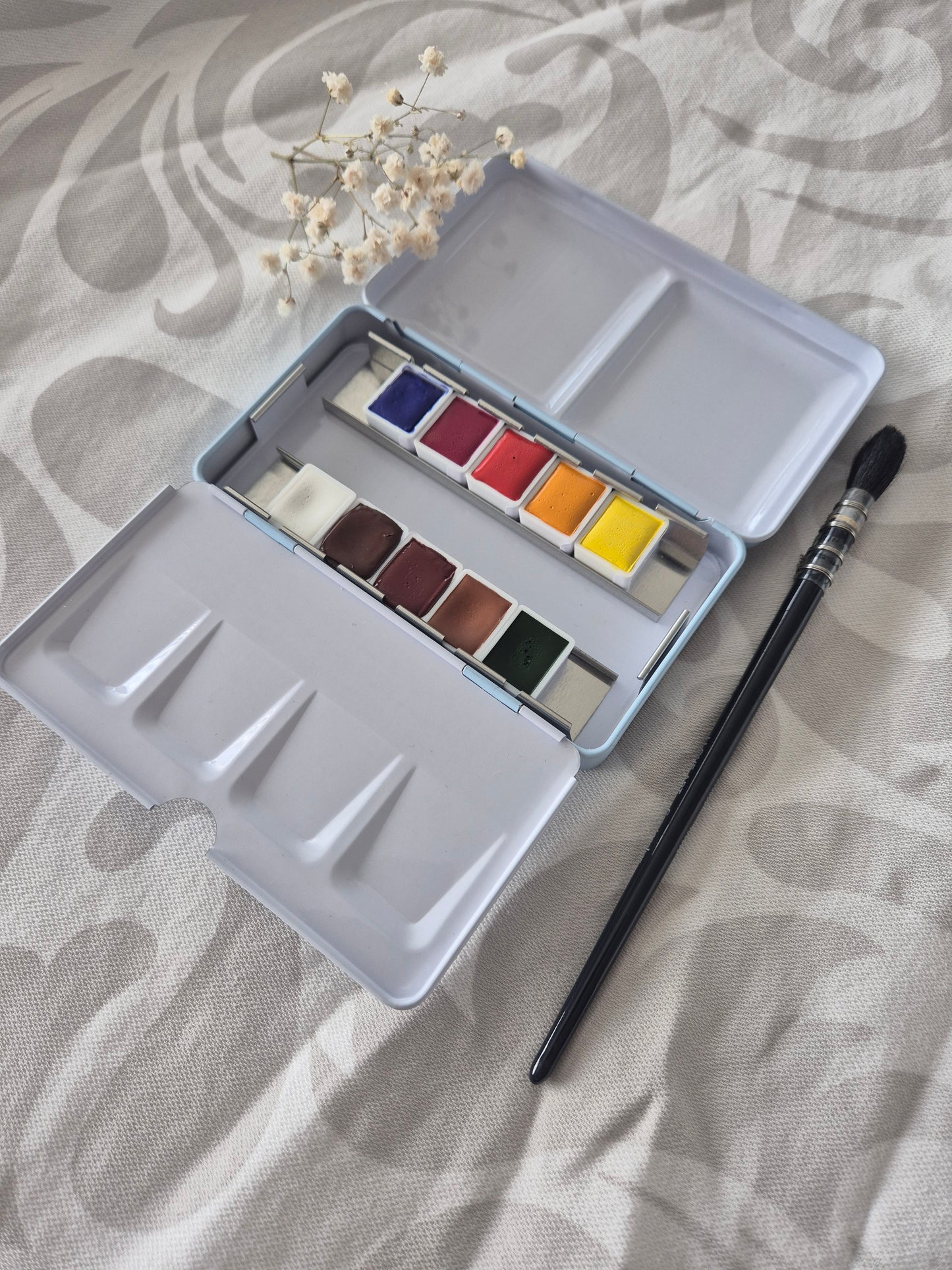 Palette d’aquarelle artisanale végane – Palette Portrait (10 demi-godets)