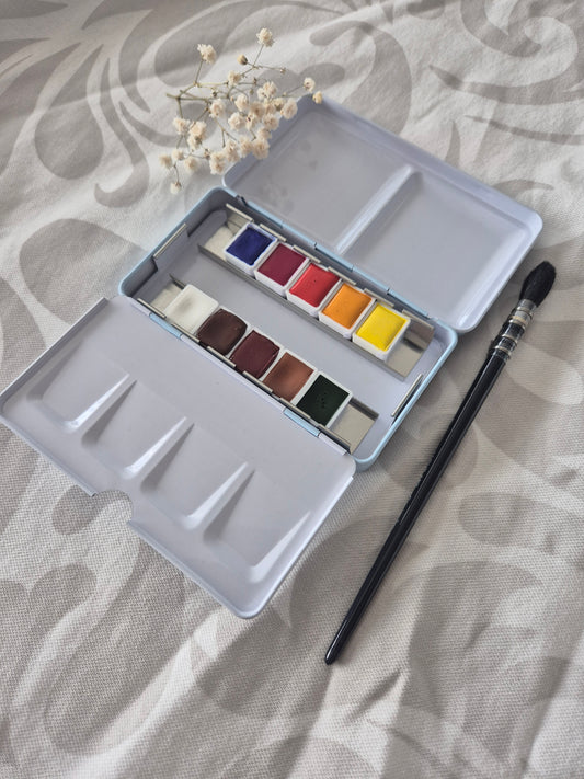 Palette d’aquarelle artisanale végane – Palette Portrait (10 demi-godets)